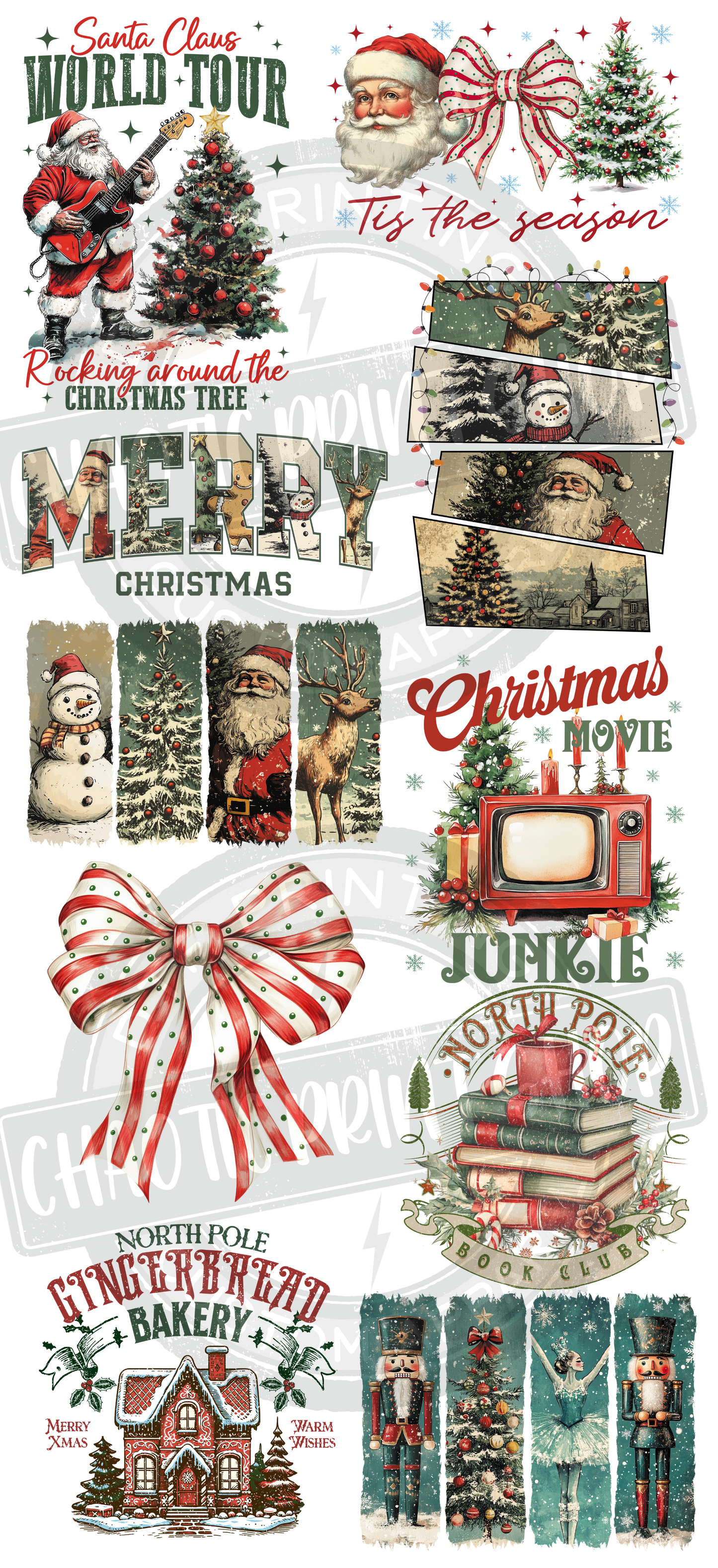 Pre-Made Gang Sheet Santa Claus Retro