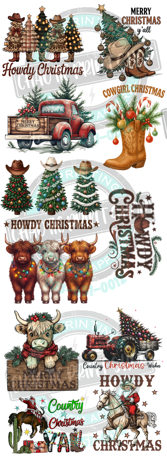 Pre-Made Gang Sheet Western Christmas